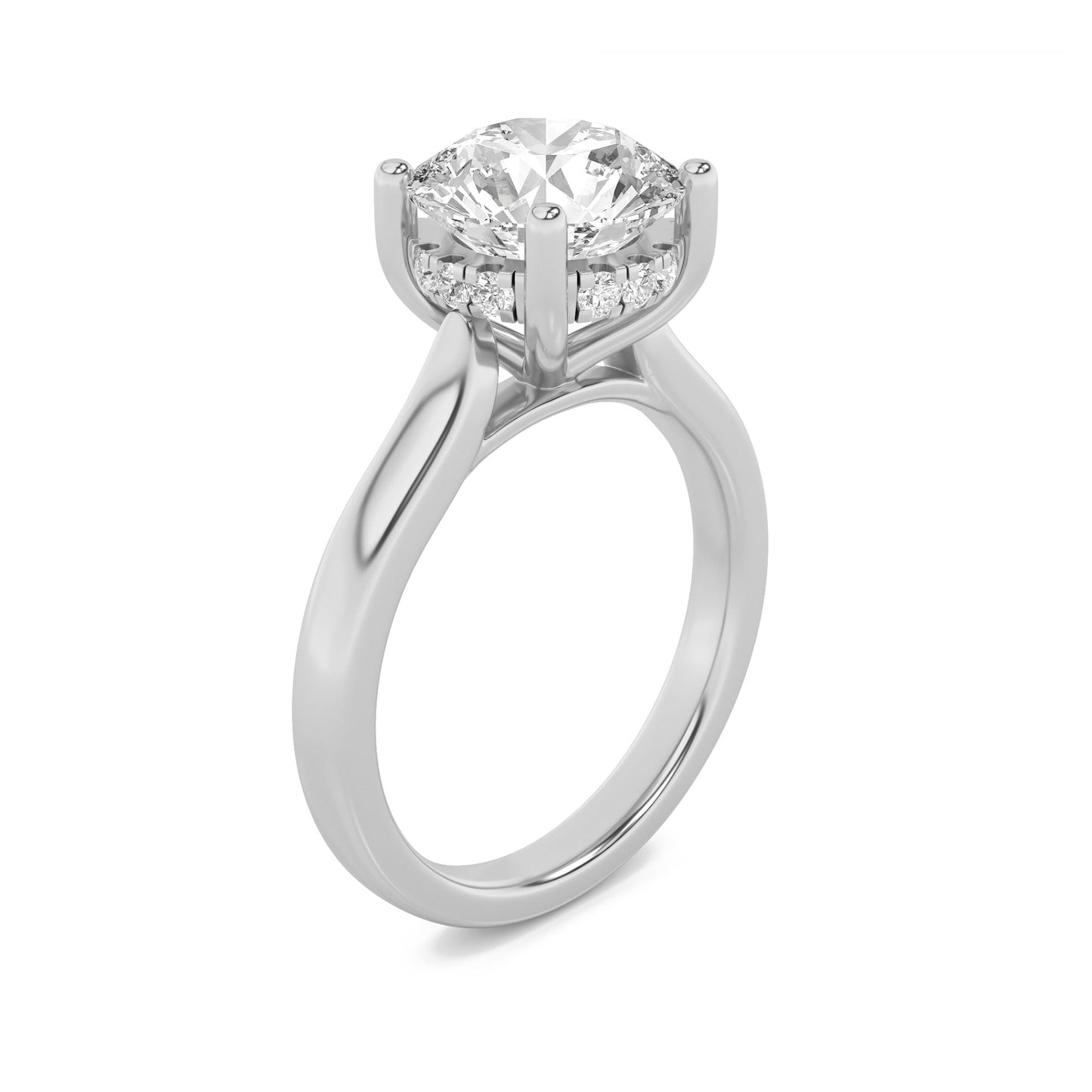 2Cttw Round Shaped Lab Grown Diamond (F/VS) HiddenHalo Cathedral Shank Engagement Ring in 14K Gold