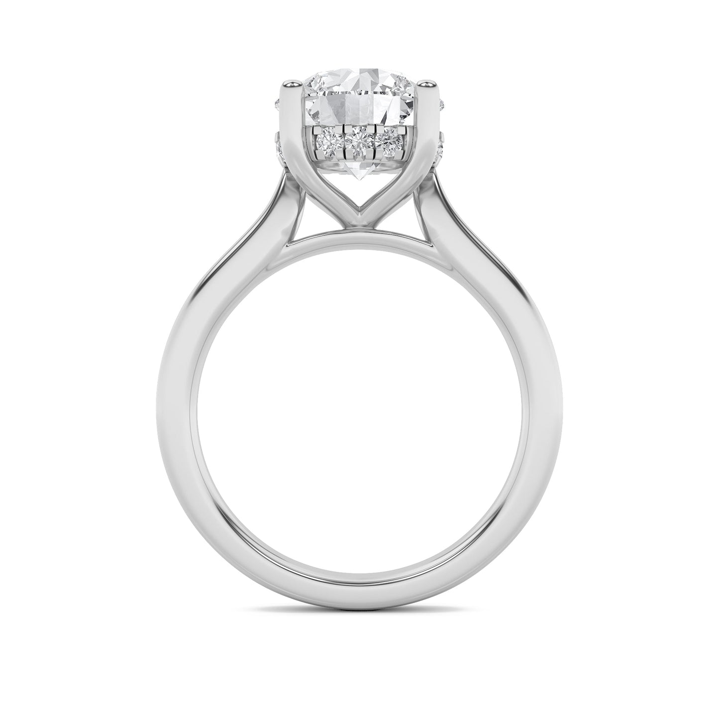 2Cttw Round Shaped Lab Grown Diamond (F/VS) HiddenHalo Cathedral Shank Engagement Ring in 14K Gold