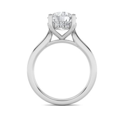 2Cttw Round Shaped Lab Grown Diamond (F/VS) HiddenHalo Cathedral Shank Engagement Ring in 14K Gold