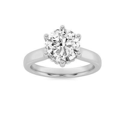 1Cttw Round Shaped Lab Grown Diamond (F/VS) Hidden Halo Cathedral Shank Engagement Ring in 14K Gold