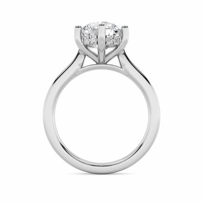 1Cttw Round Shaped Lab Grown Diamond (F/VS) Hidden Halo Cathedral Shank Engagement Ring in 14K Gold