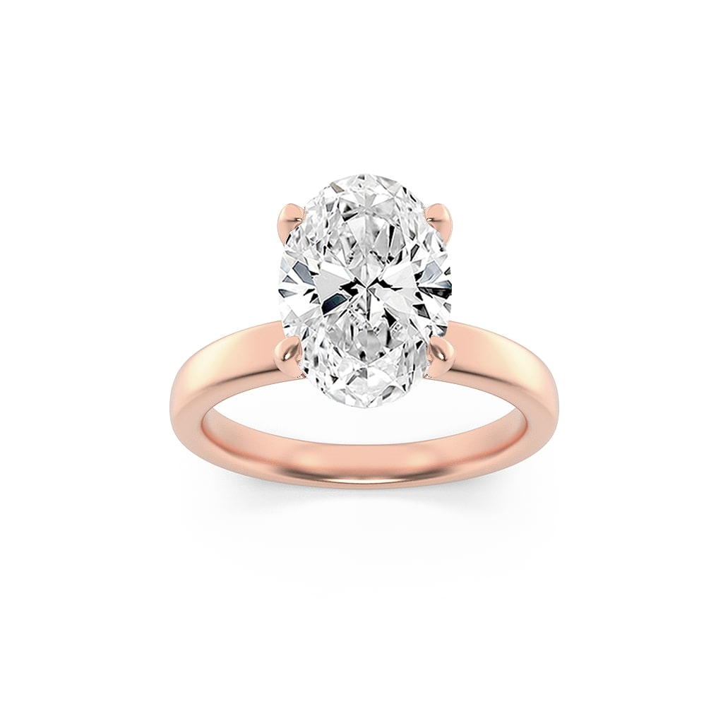 2Cttw Oval Shaped Lab Grown Diamond (F/VS) Hidden Halo Petite Shank Ring in 14K Gold