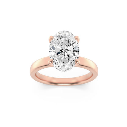 2Cttw Oval Shaped Lab Grown Diamond (F/VS) Hidden Halo Petite Shank Ring in 14K Gold