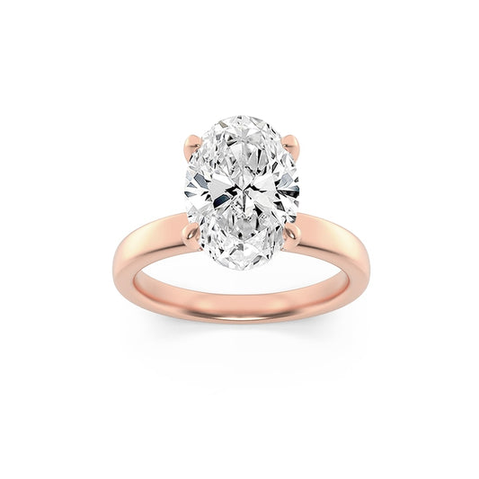 2Cttw Oval Shaped Lab Grown Diamond (F/VS) Hidden Halo Petite Shank Ring in 14K Gold