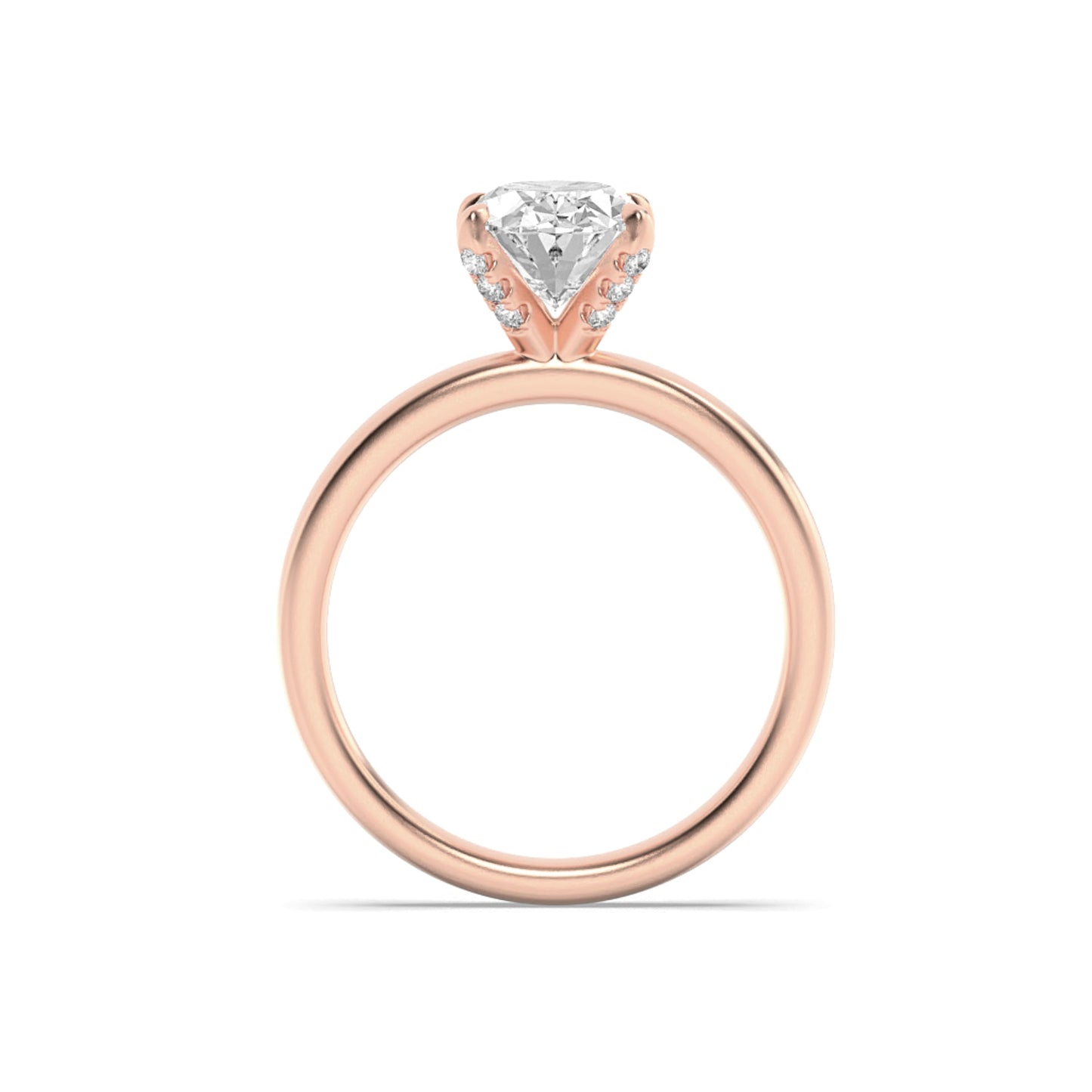 2Cttw Oval Shaped Lab Grown Diamond (F/VS) Hidden Halo Petite Shank Ring in 14K Gold