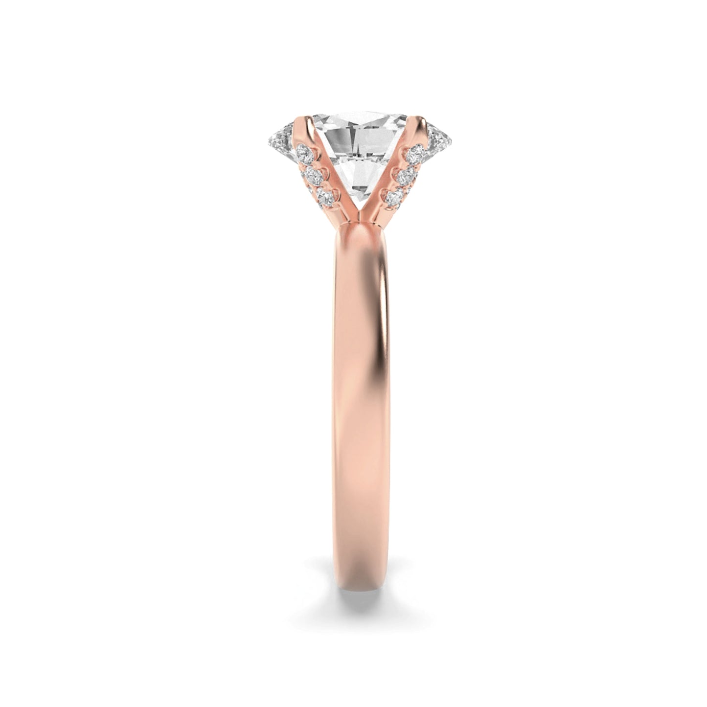2Cttw Oval Shaped Lab Grown Diamond (F/VS) Hidden Halo Petite Shank Ring in 14K Gold