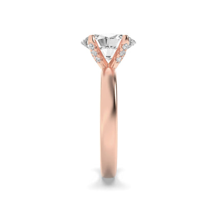2Cttw Oval Shaped Lab Grown Diamond (F/VS) Hidden Halo Petite Shank Ring in 14K Gold