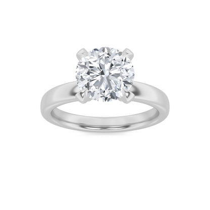 2Cttw Round Shaped Lab Grown Diamond (F/VS) Hidden Halo Petite Shank Ring in 14K Gold