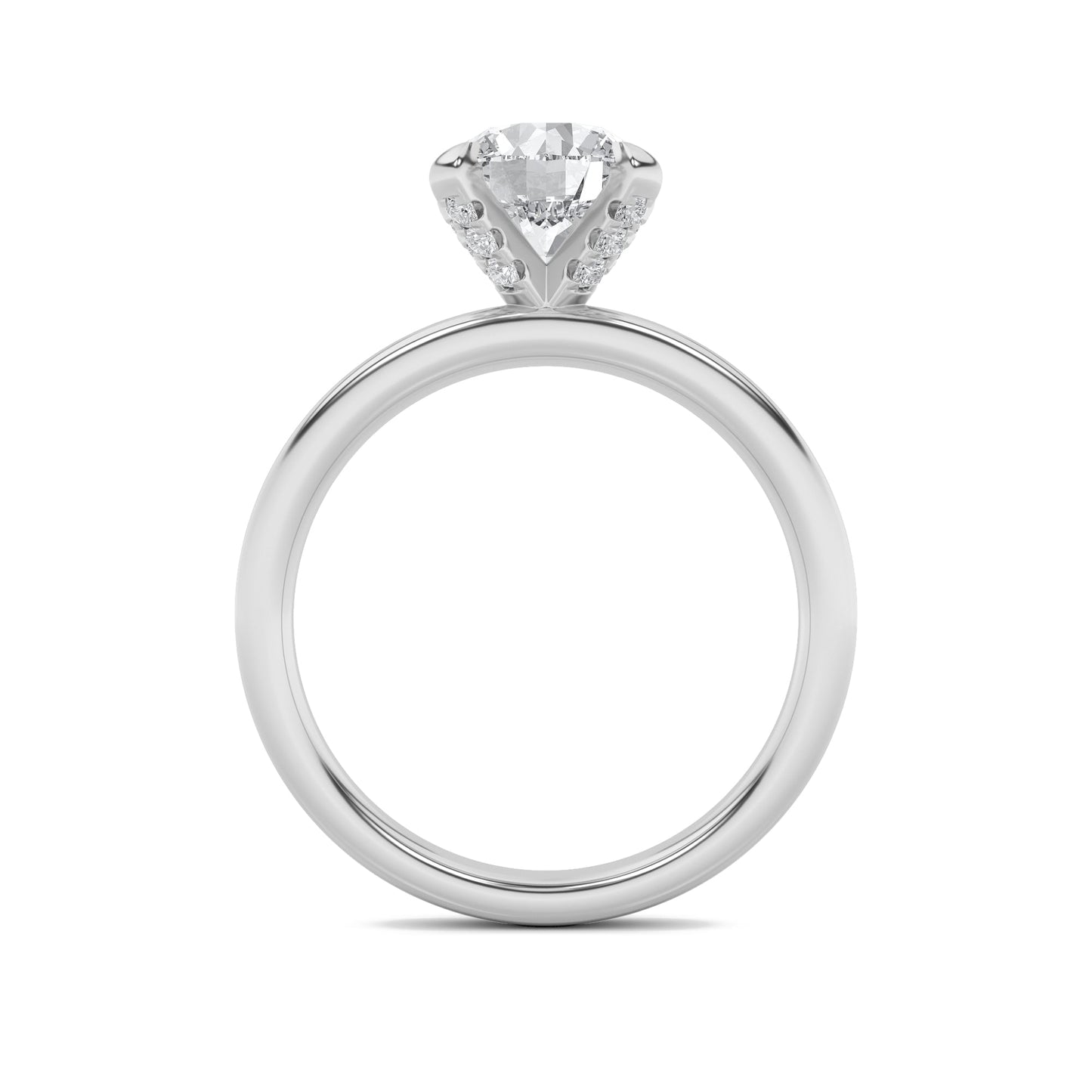 2Cttw Round Shaped Lab Grown Diamond (F/VS) Hidden Halo Petite Shank Ring in 14K Gold