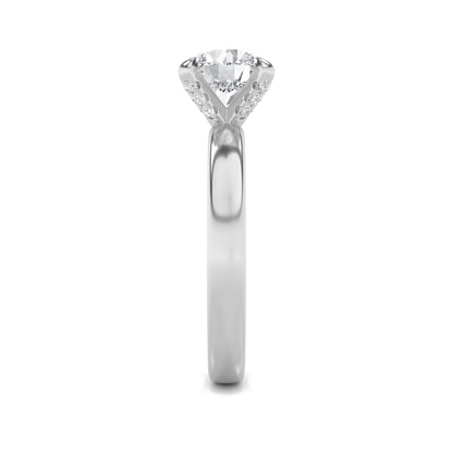 2Cttw Round Shaped Lab Grown Diamond (F/VS) Hidden Halo Petite Shank Ring in 14K Gold