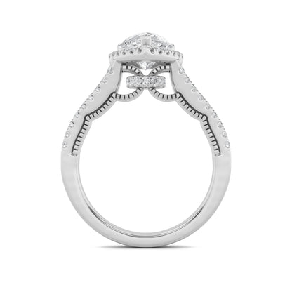 2Cttw Pear Shaped Lab Grown Diamond (F/VS) Split Shank Accented Ring in 14K Gold