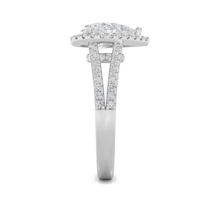 2Cttw Pear Shaped Lab Grown Diamond (F/VS) Split Shank Accented Ring in 14K Gold