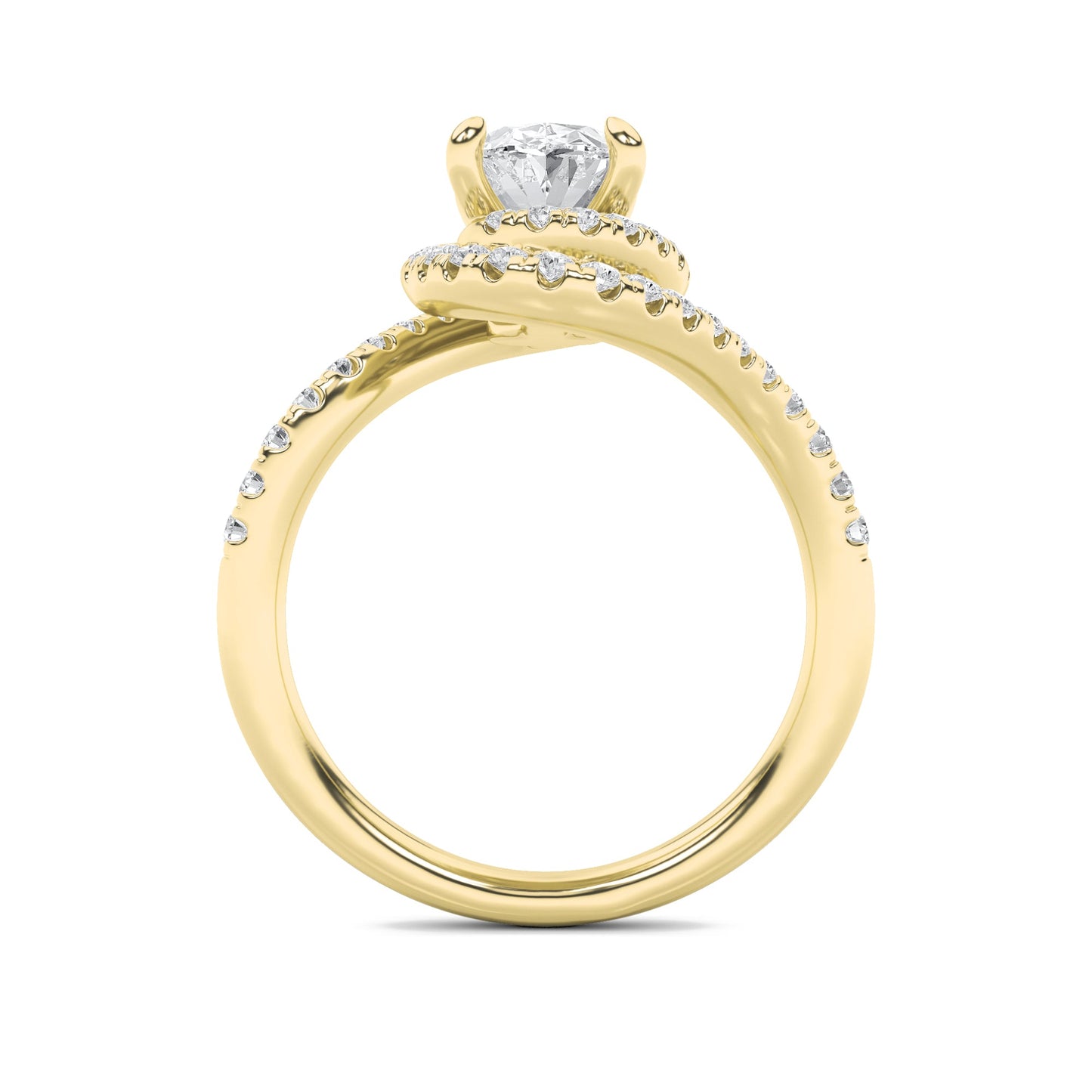 2Cttw Oval Shaped Lab Grown Diamond (F/VS) Swirl Accented Engagement Ring in 14K Gold