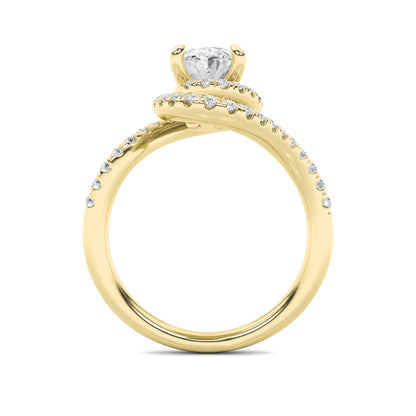2Cttw Oval Shaped Lab Grown Diamond (F/VS) Swirl Accented Engagement Ring in 14K Gold