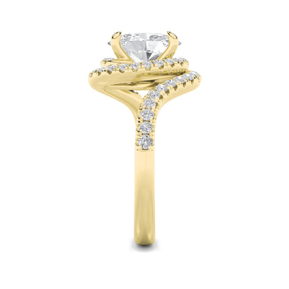 2Cttw Oval Shaped Lab Grown Diamond (F/VS) Swirl Accented Engagement Ring in 14K Gold