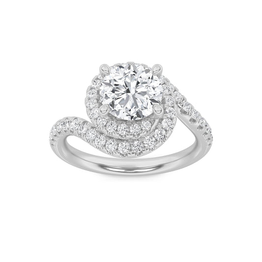 2Cttw Round Shaped Lab Grown Diamond (F/VS) SwirlAccented Engagement Ring in 14K Gold