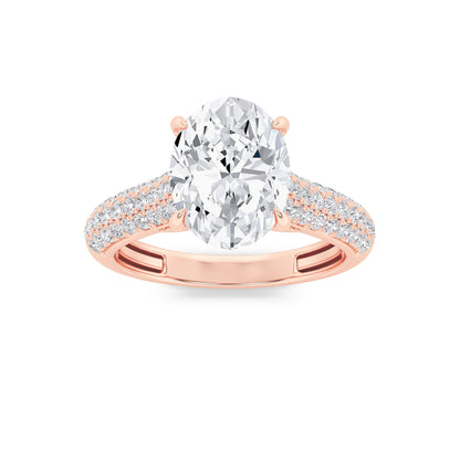 2.5Cttw Oval Shaped Lab Grown Diamond (F/VS) Hidden Halo Accented Engagement Ring in 14K Gold