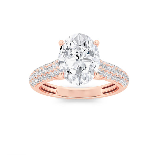 2.5Cttw Oval Shaped Lab Grown Diamond (F/VS) Hidden Halo Accented Engagement Ring in 14K Gold