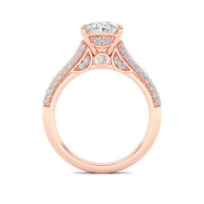 2.5Cttw Oval Shaped Lab Grown Diamond (F/VS) Hidden Halo Accented Engagement Ring in 14K Gold