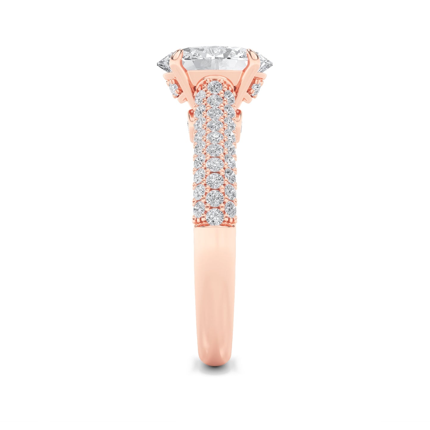 2.5Cttw Oval Shaped Lab Grown Diamond (F/VS) Hidden Halo Accented Engagement Ring in 14K Gold