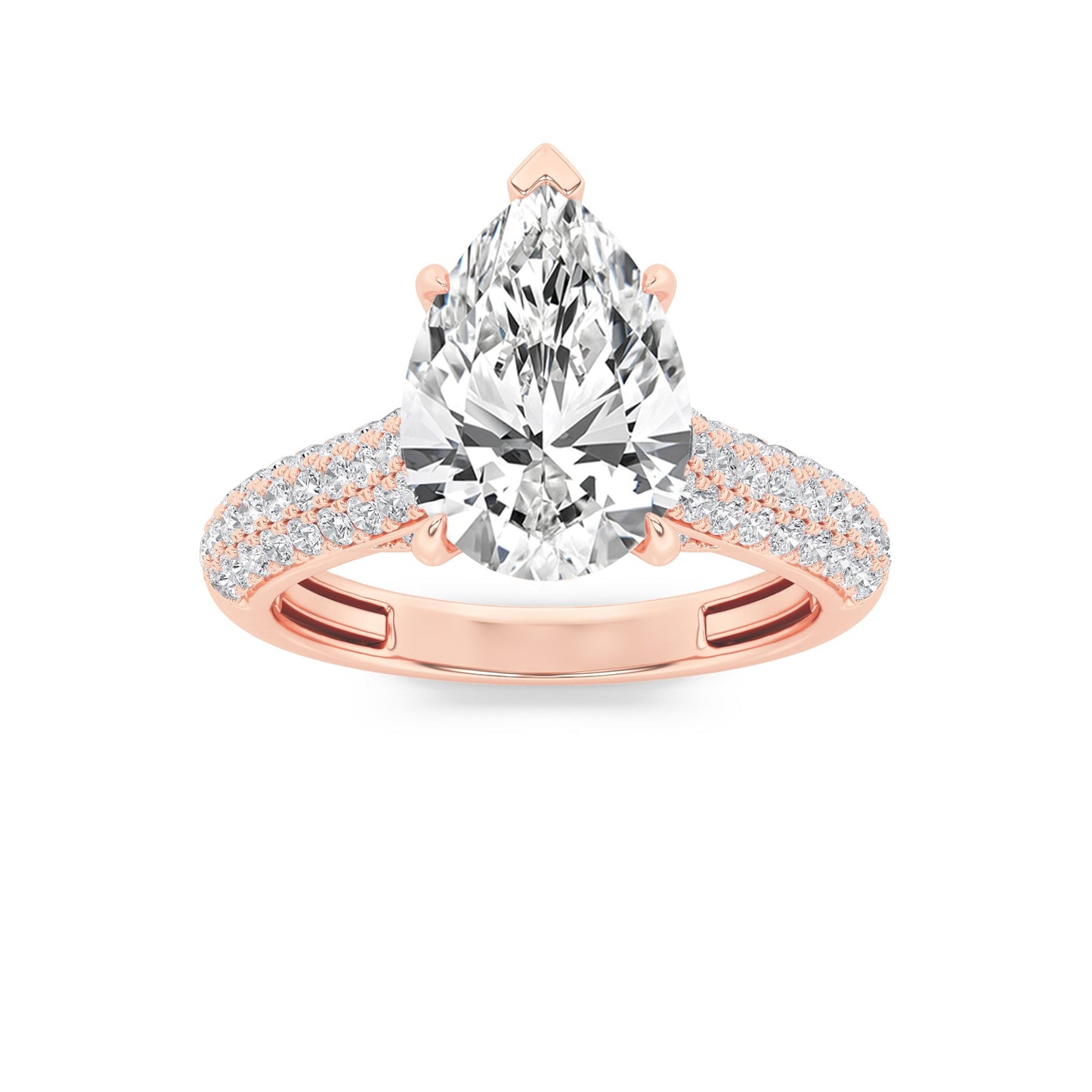 1.5Cttw Pear Shaped Lab Grown Diamond (F/VS) Hidden Halo Accented Engagement Ring in 14K Gold