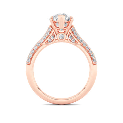 1.5Cttw Pear Shaped Lab Grown Diamond (F/VS) Hidden Halo Accented Engagement Ring in 14K Gold