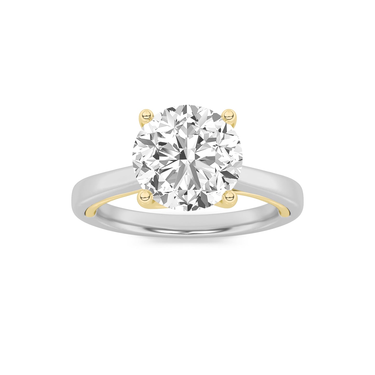 2Cttw Round Shaped Lab Grown Diamond (G/VS) Two Tone Twisted Basket Cathedral Shank Solitaire Ring in 14K Gold