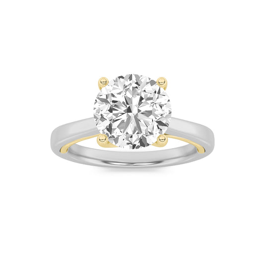 2Cttw Round Shaped Lab Grown Diamond (G/VS) Two Tone Twisted Basket Cathedral Shank Solitaire Ring in 14K Gold