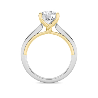 2Cttw Round Shaped Lab Grown Diamond (G/VS) Two Tone Twisted Basket Cathedral Shank Solitaire Ring in 14K Gold