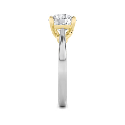 2Cttw Round Shaped Lab Grown Diamond (G/VS) Two Tone Twisted Basket Cathedral Shank Solitaire Ring in 14K Gold