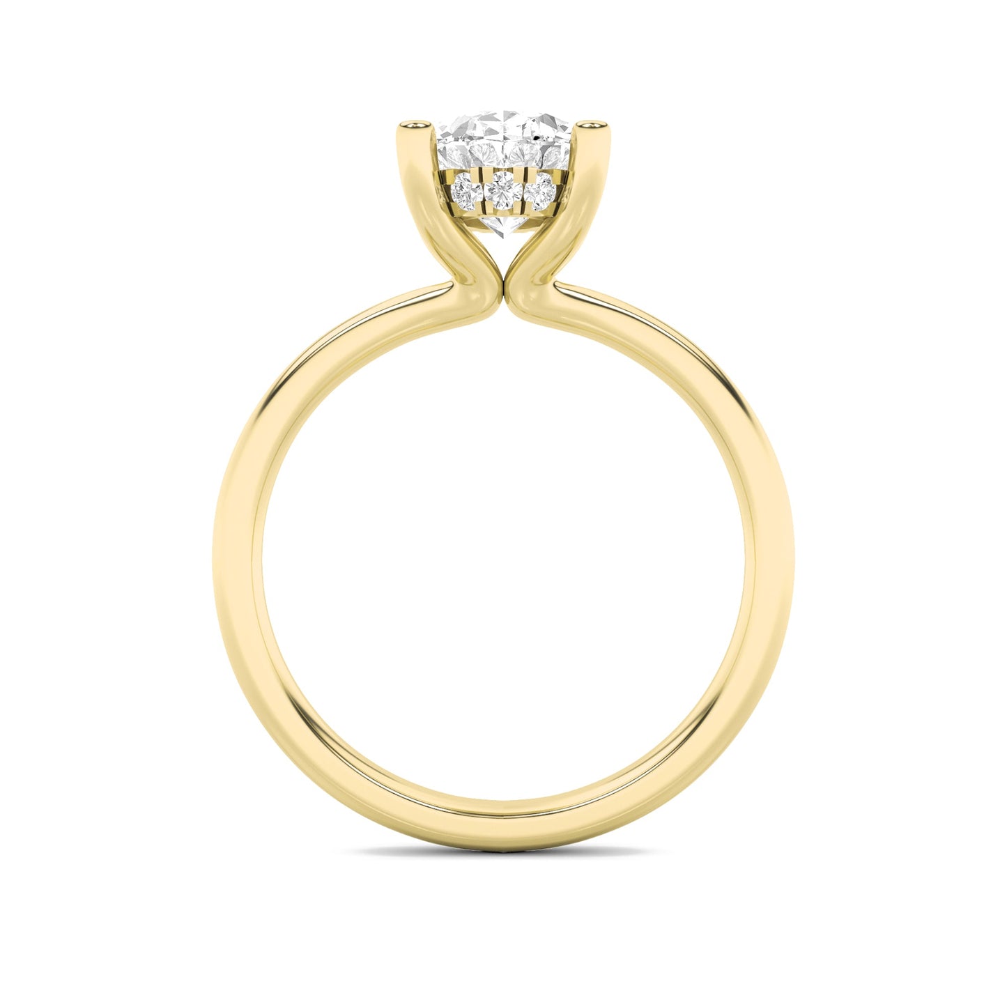 2Cttw Oval Shaped Lab Grown Diamond (F/VS) HiddenHalo Petite Shank Ring in 14K Gold