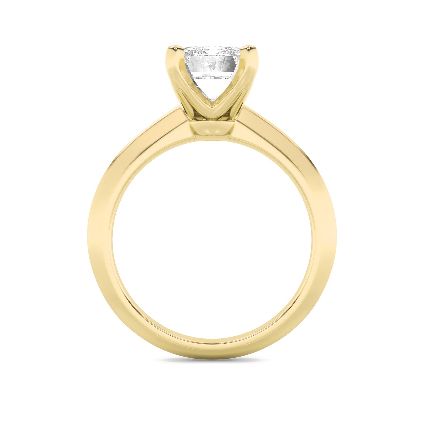 1.5Cttw Emerald Shaped Lab Grown Diamond (F/VS) Knife Edge Shank Solitaire Engagement Ring in 14K Gold