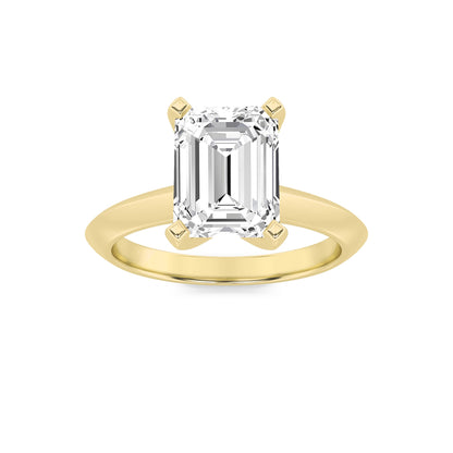 2.5Cttw Emerald Shaped Lab Grown Diamond (F/VS) Knife Edge Shank Solitaire Engagement Ring in 14K Gold