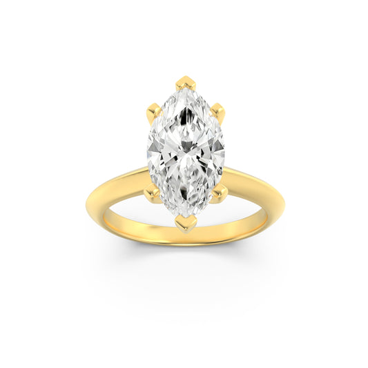 1.5Cttw Marquise Shaped Lab Grown Diamond (F/VS) Knife Edge Shank Solitaire Engagement Ring in 14K Gold