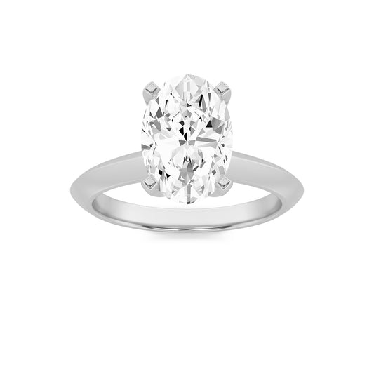 1Cttw Oval Shaped Lab Grown Diamond (F/VS) Knife Edge Shank Solitaire Engagement Ring in 14K Gold