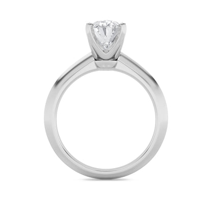 1Cttw Oval Shaped Lab Grown Diamond (F/VS) Knife Edge Shank Solitaire Engagement Ring in 14K Gold