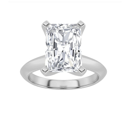 1Cttw Radiant Shaped Lab Grown Diamond (G/VS) Knife Edge Shank Solitaire Engagement Ring in 14K Gold