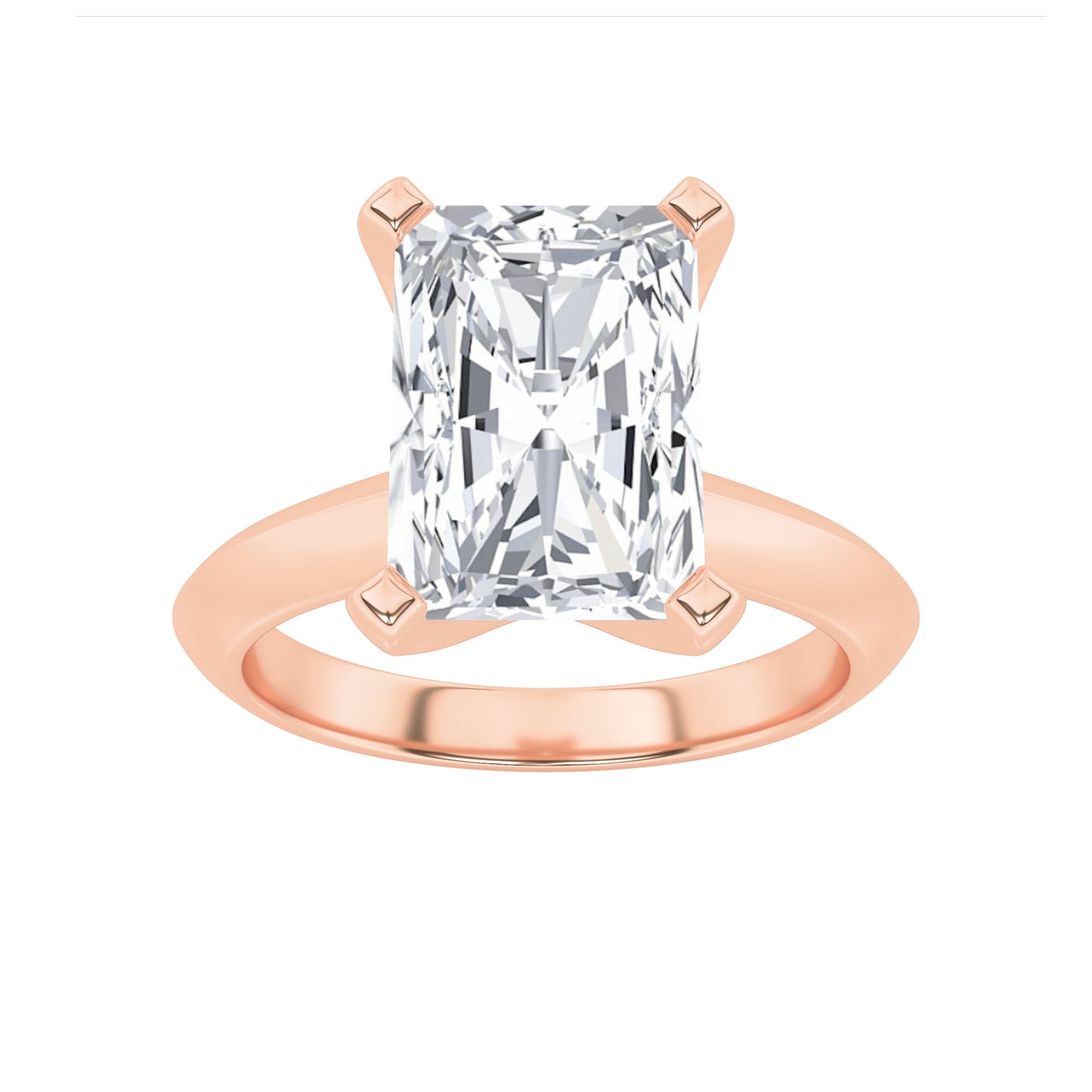 2Cttw Radiant Shaped Lab Grown Diamond (F/VS) Knife Edge Shank Solitaire Engagement Ring in 14K Gold