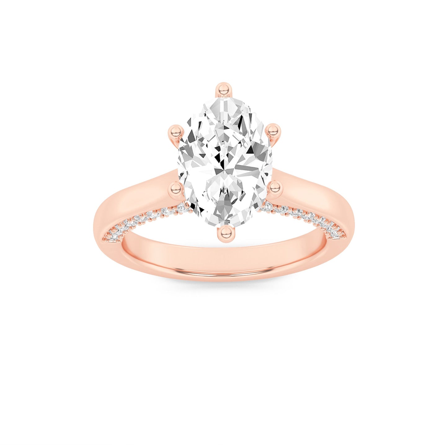 1.25Cttw Oval Shaped Lab Grown Diamond (F/VS) Tulip Motif Accented Engagement Ring in 14K Gold