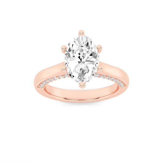 1.25Cttw Oval Shaped Lab Grown Diamond (F/VS) Tulip Motif Accented Engagement Ring in 14K Gold