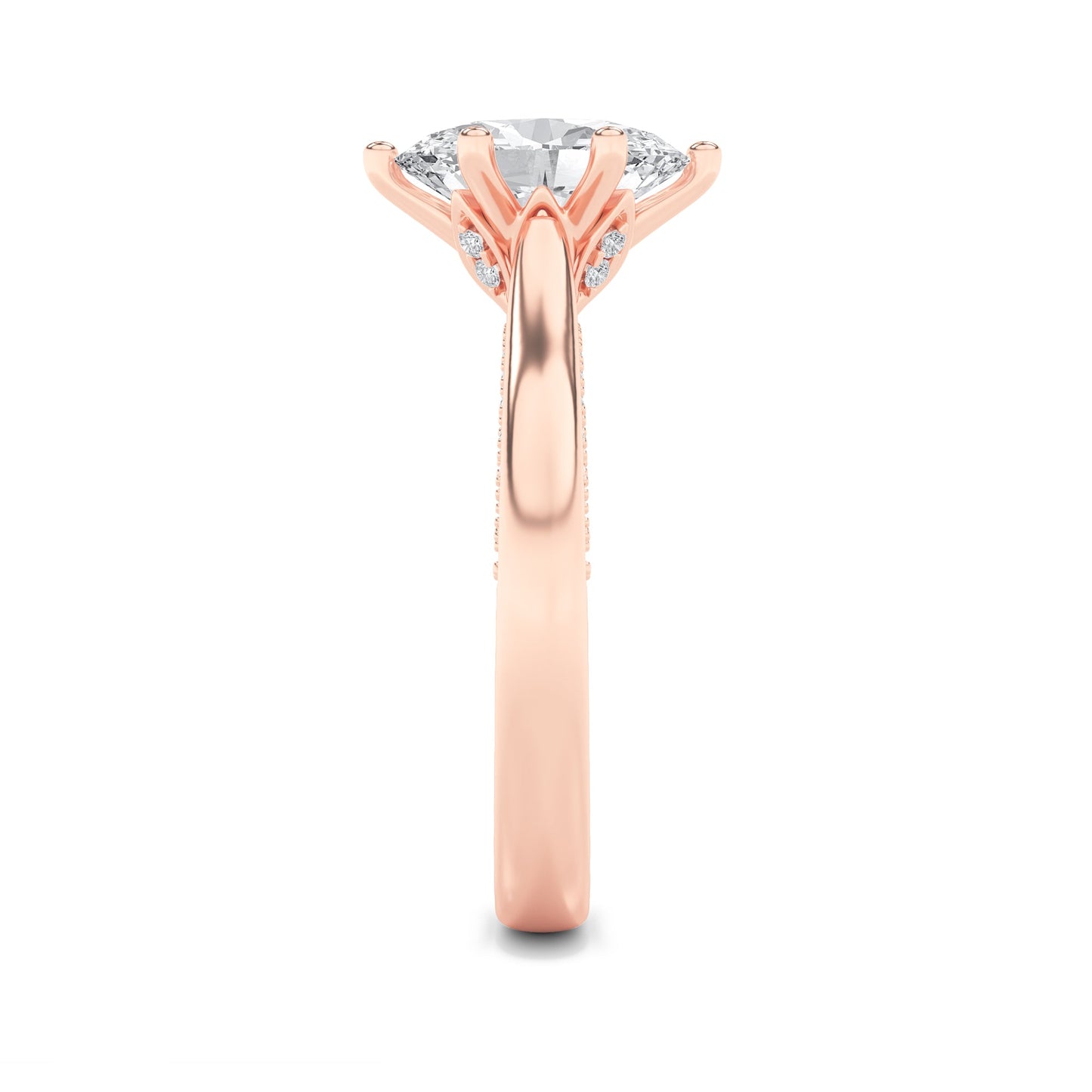 1.25Cttw Oval Shaped Lab Grown Diamond (F/VS) Tulip Motif Accented Engagement Ring in 14K Gold