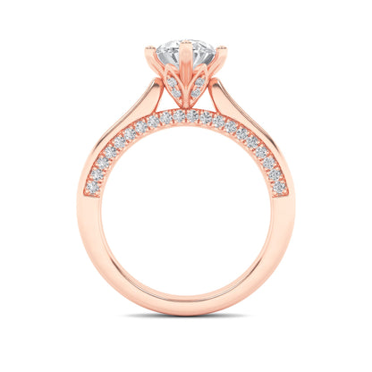 2Cttw Oval Shaped Lab Grown Diamond (F/VS) Tulip Motif Accented Engagement Ring in 14K Gold