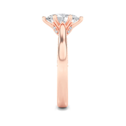 2Cttw Oval Shaped Lab Grown Diamond (F/VS) Tulip Motif Accented Engagement Ring in 14K Gold