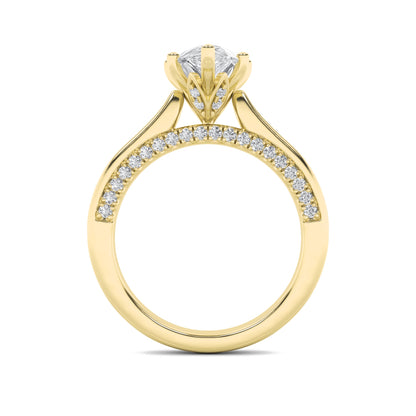 2Cttw Pear Shaped Lab Grown Diamond (F/VS) Tulip Motif Accented Engagement Ring in 14K Gold