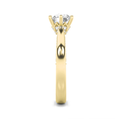 2Cttw Round Shaped Lab Grown Diamond (F/VS) TulipMotif Accented Engagement Ring in 14K Gold