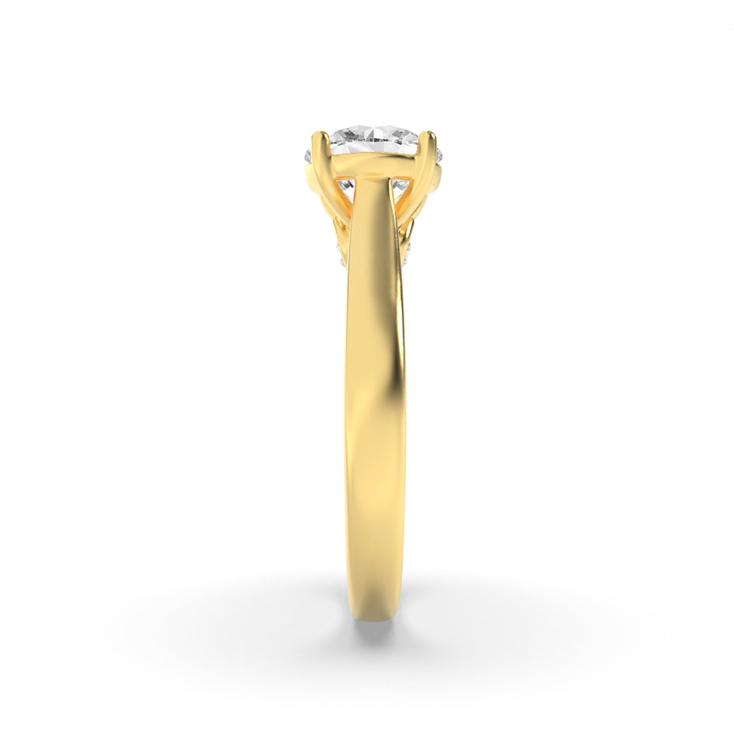 2Cttw Round Shaped Lab Grown Diamond (F/VS) Accented Bridge Shank Engagement Ring in 14K Gold