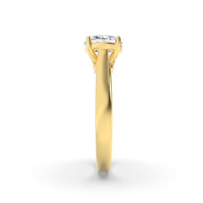 2Cttw Round Shaped Lab Grown Diamond (F/VS) Accented Bridge Shank Engagement Ring in 14K Gold