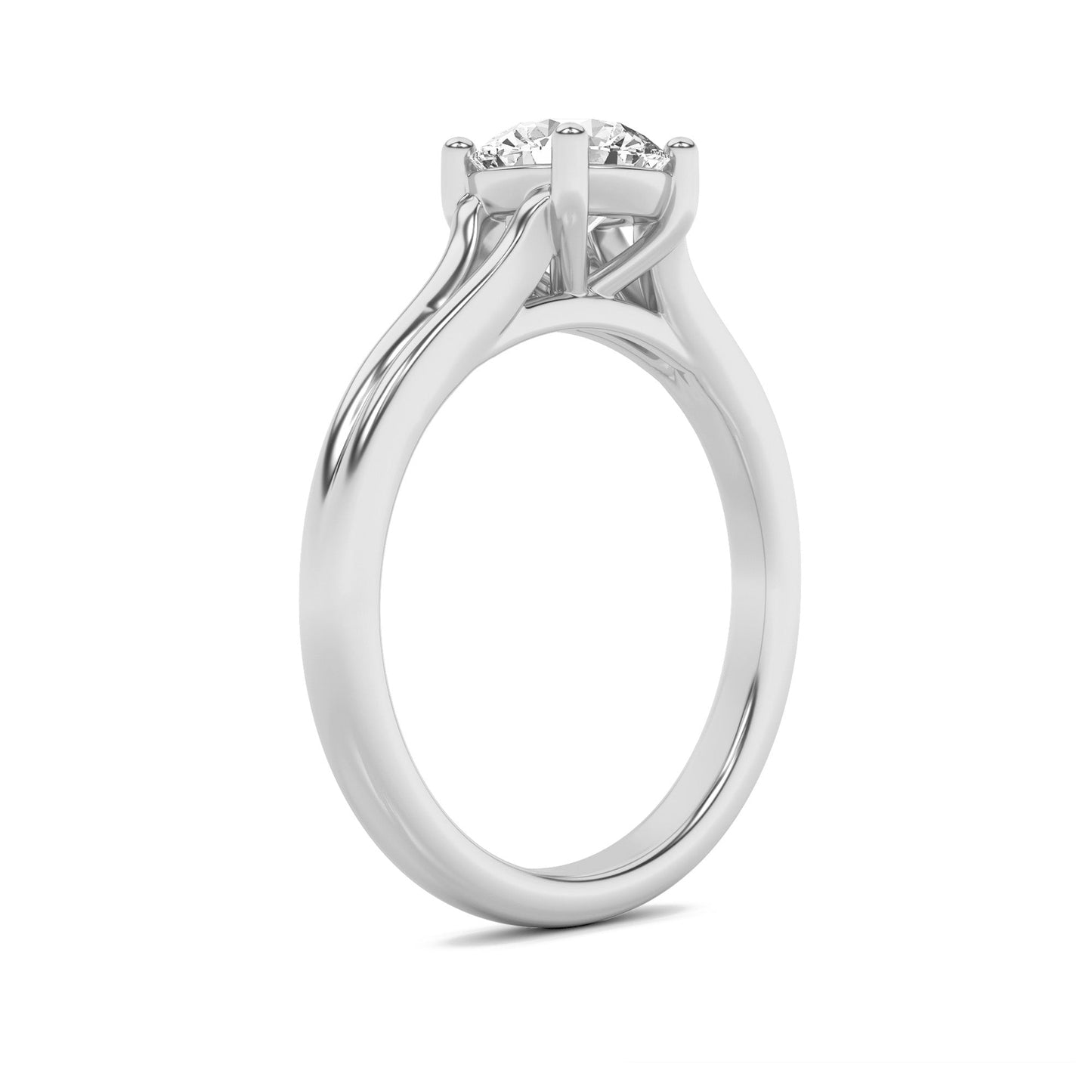 1Cttw Round Shaped Lab Grown Diamond (F/VS) Split Shank Solitaire Engagement Ring in 14K Gold
