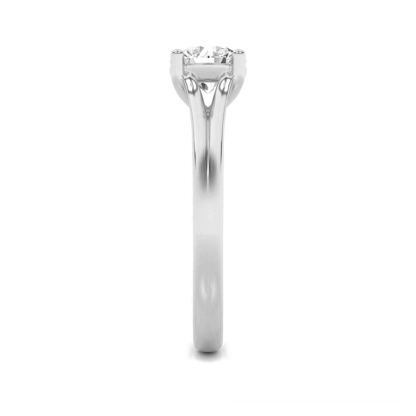 1Cttw Round Shaped Lab Grown Diamond (F/VS) Split Shank Solitaire Engagement Ring in 14K Gold