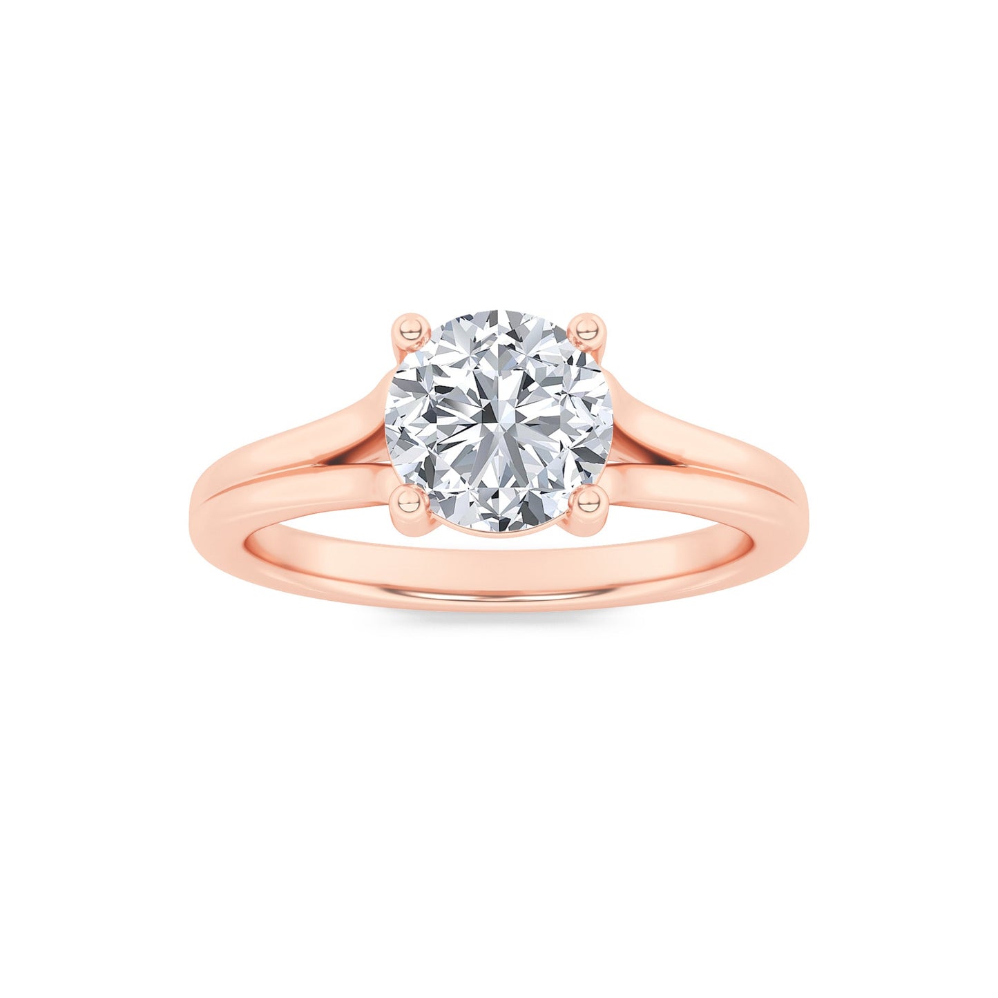 1Cttw Round Shaped Lab Grown Diamond (F/VS) Split Shank Solitaire Engagement Ring in 14K Gold